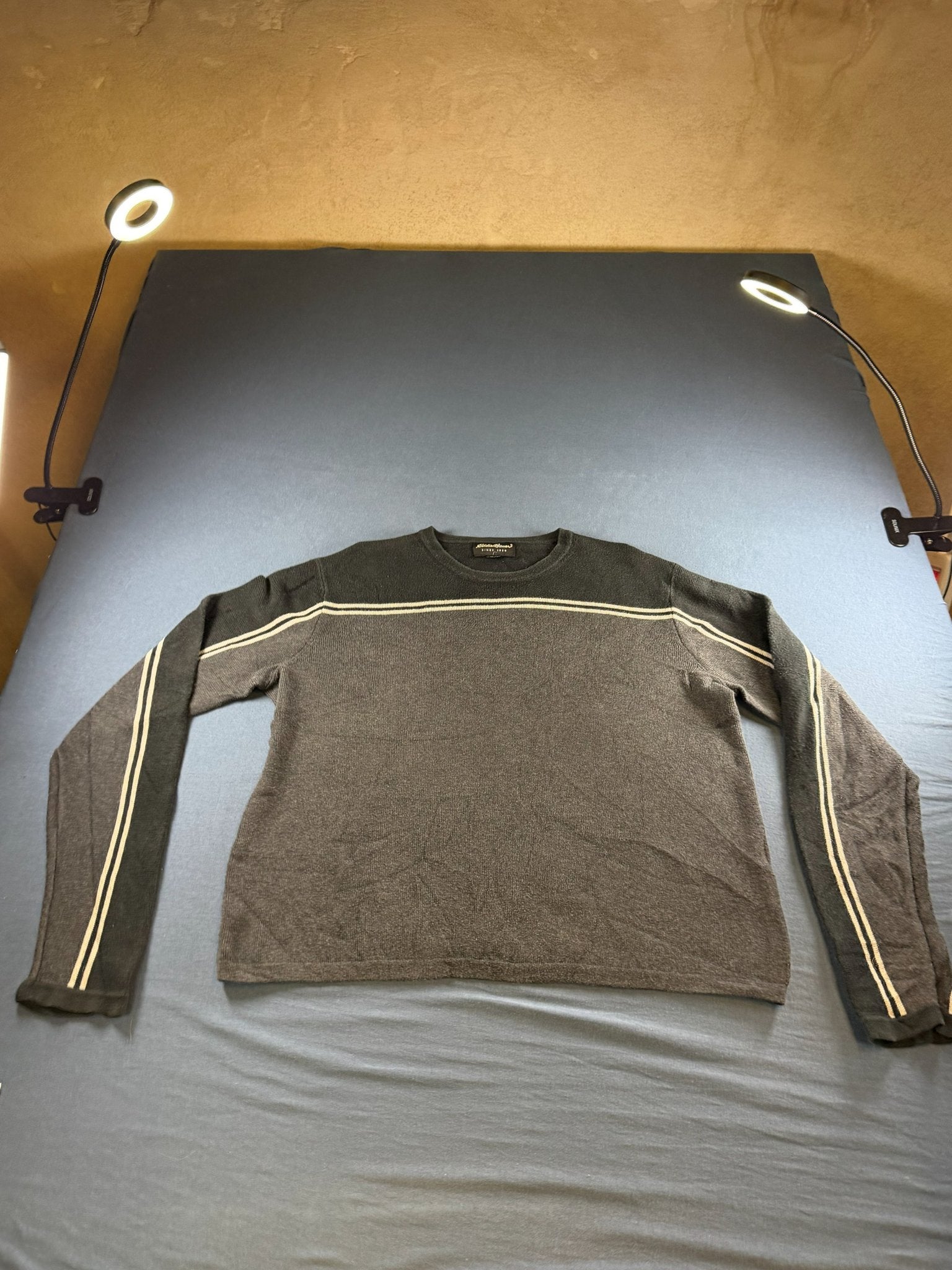 Eddie Bauer trui blauw gestreept heren maat L katoen, Verzenden, Zo goed als nieuw, Maat 52/54 (L), Blauw