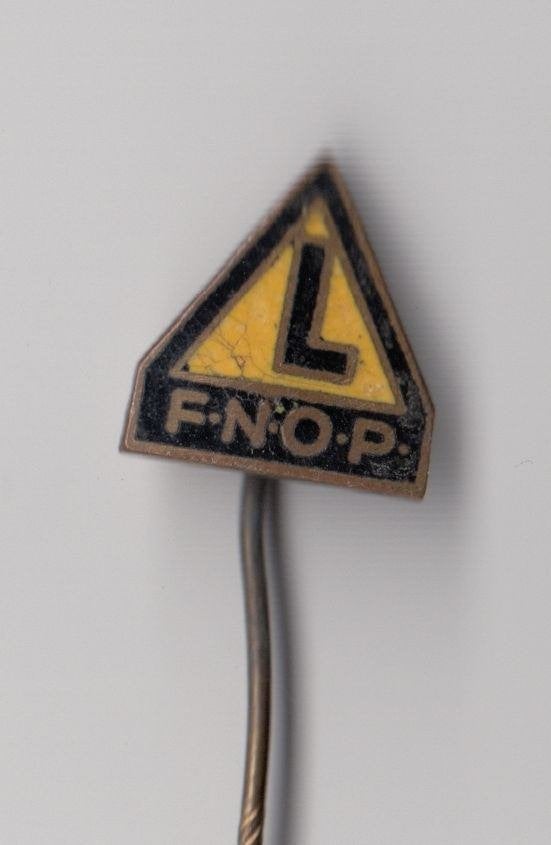 emaille Verkeersbord FNOP speldje, Gebruikt, Niet vindbaar, Niet vindbaar, Speldje of Pin