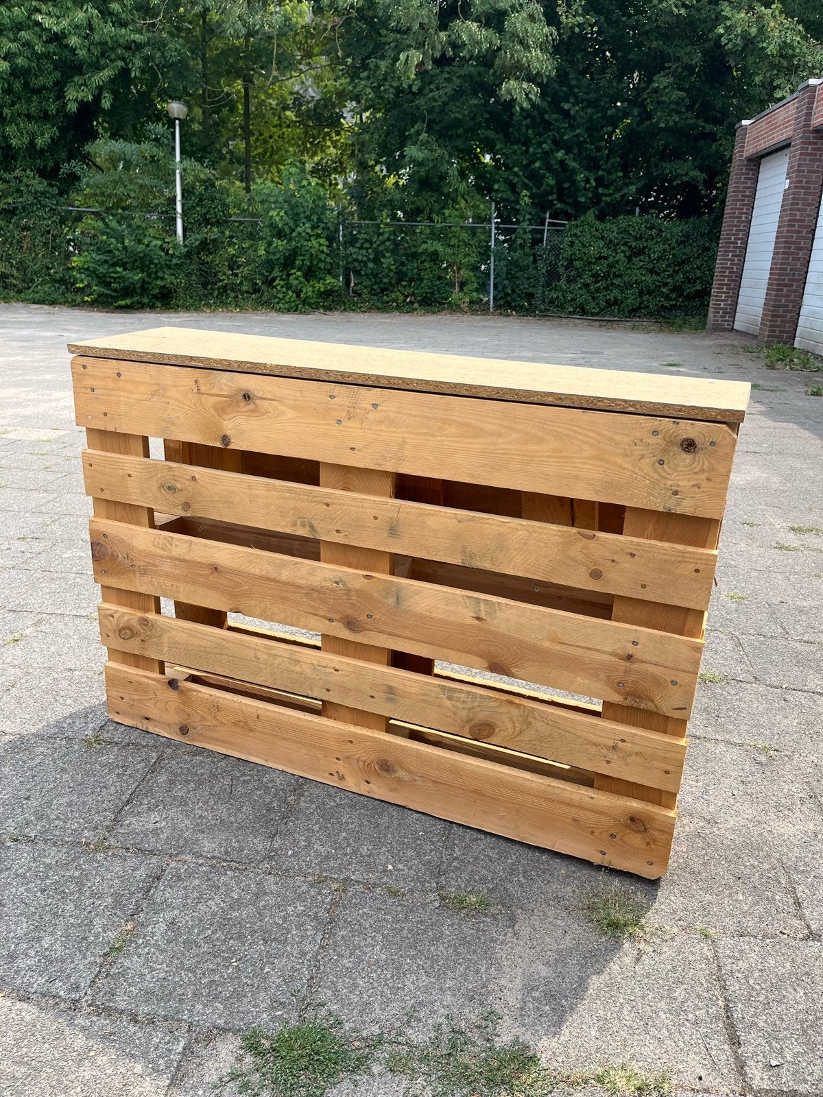 Stevige houten palletbar., Ophalen, Gebruikt