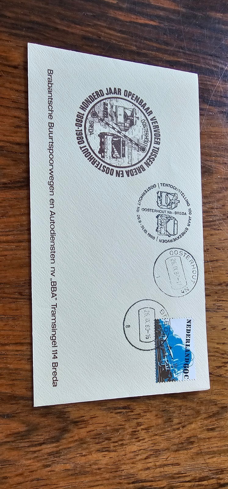 Envelop 100 jaar Streekvervoer BBA Breda Oosterhout 1980, Verzenden