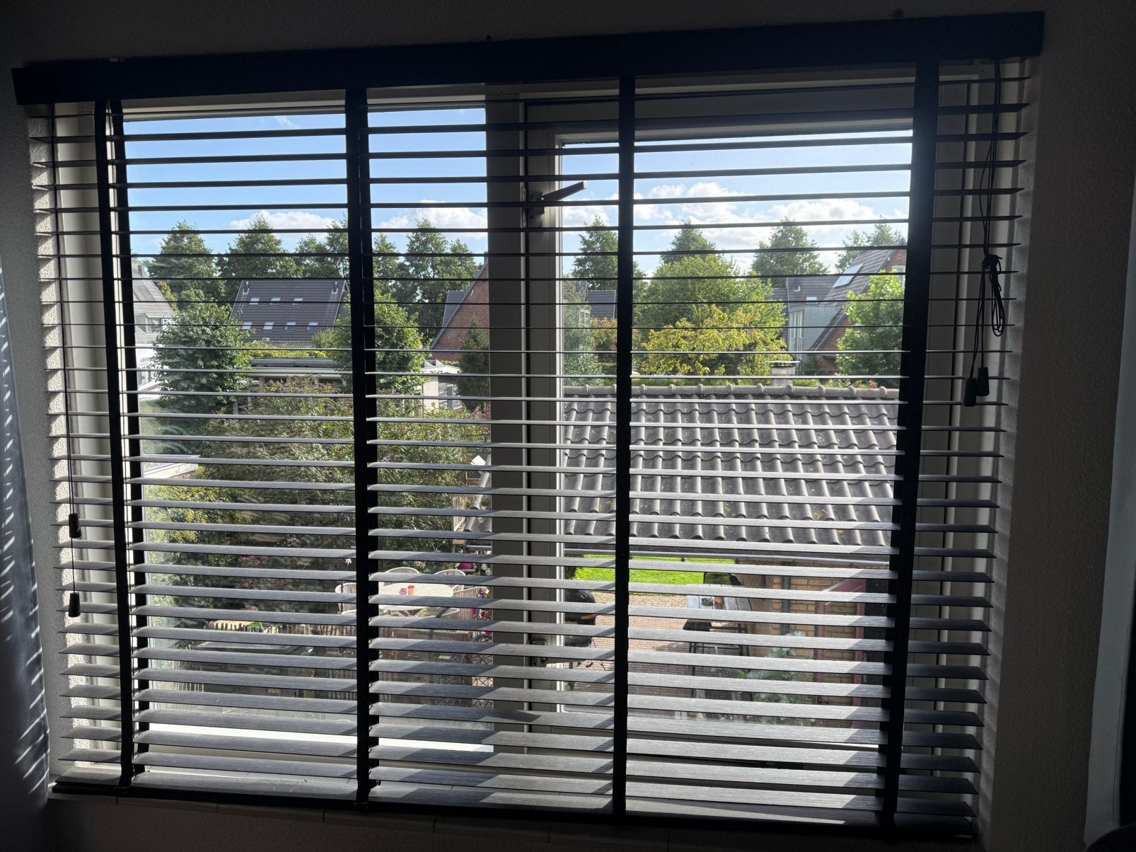 2x Houten jaloezie zwart bamboe 177 cm, Ophalen, Jaloezie, Gebruikt, Overige merken