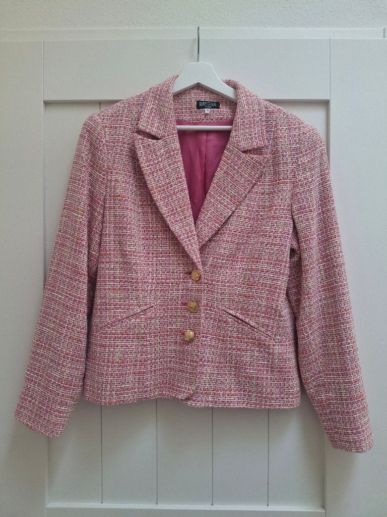 super leuk roze bouclé jasje met gouden knopen, Maat 38/40 (M), Batcha fashion, Ophalen of Verzenden, Zo goed als nieuw