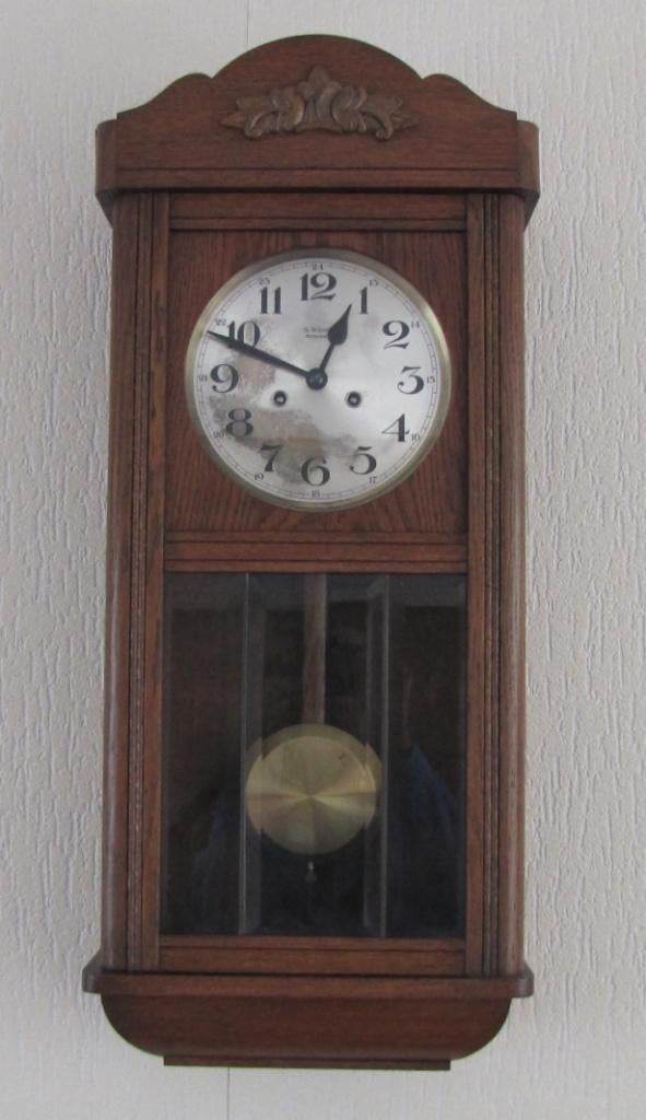 Wandklok met Pendule, Friedrich Mauthe Schwenningen, Antiek en Kunst, Antiek | Klokken, Ophalen