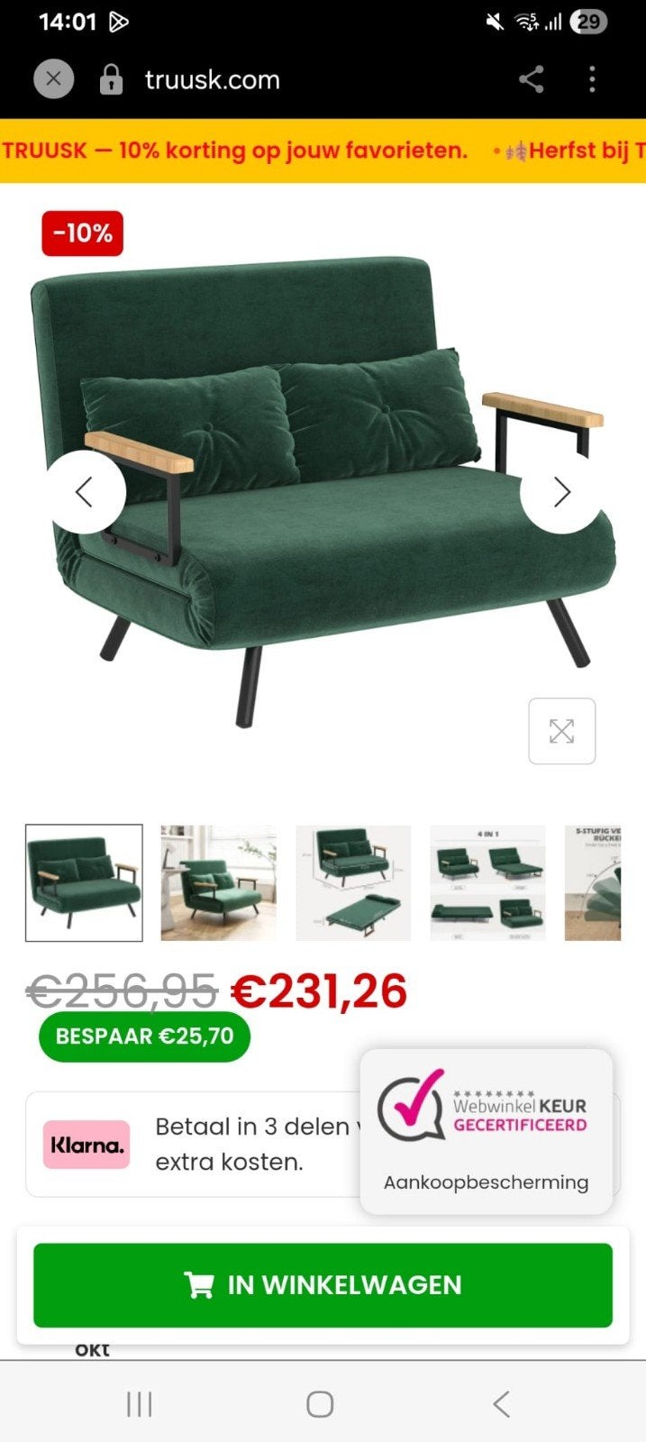 Nieuwe slaapbank/futon, ongebruikt, retourpallet, Ophalen, Hout, Rechte bank, Nieuw