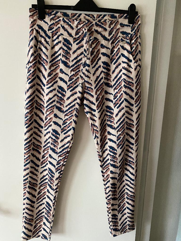travelbroek Angelle Milan XL beige/blauw/taupe, Kleding | Dames, Angelle Milan, Beige, Maat 46/48 (XL) of groter, Ophalen of Verzenden