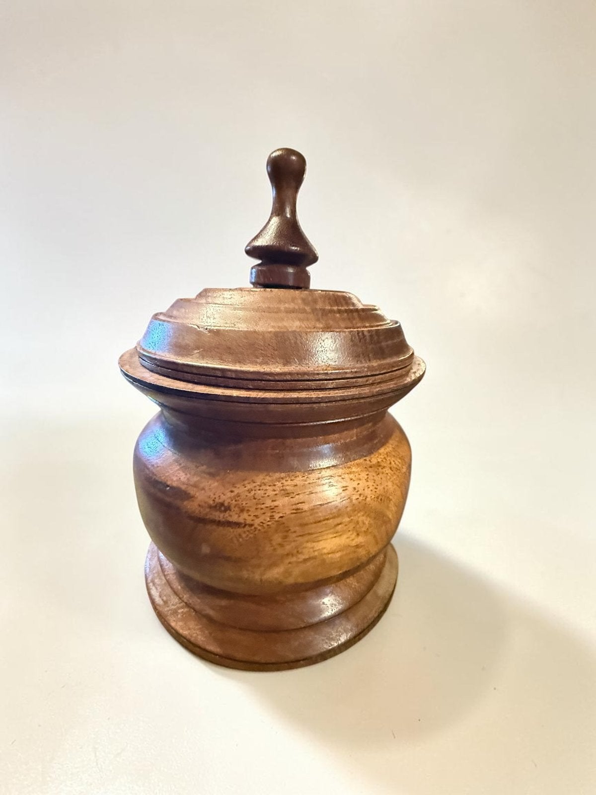 Vintage houten tabakspot – handgedraaid massief hout, Ophalen of Verzenden