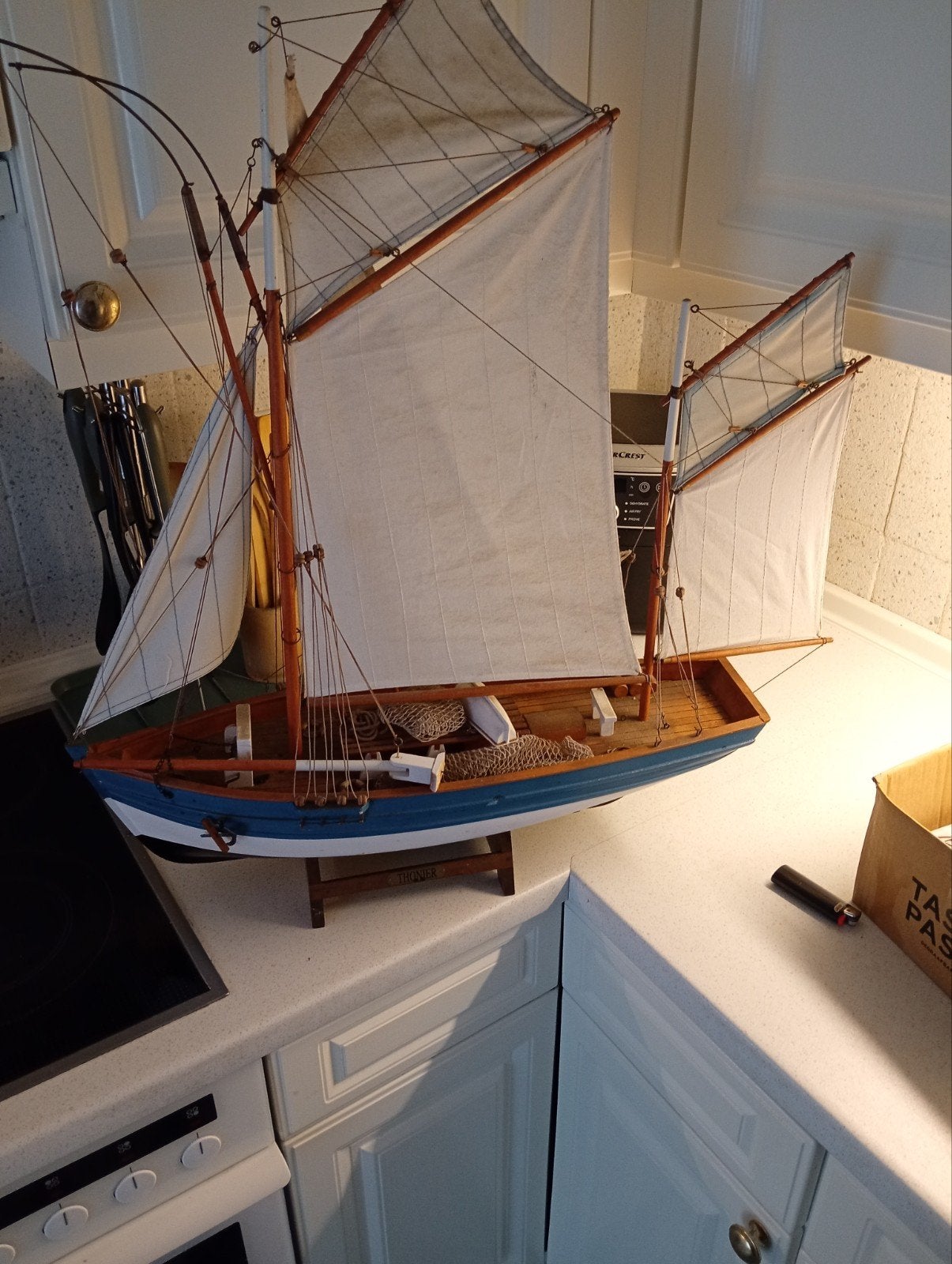 Prachtig houten scheepsmodel - Thonier, Hobby en Vrije tijd, Modelbouw | Boten en Schepen, Ophalen, Zo goed als nieuw, Groter dan 1:32