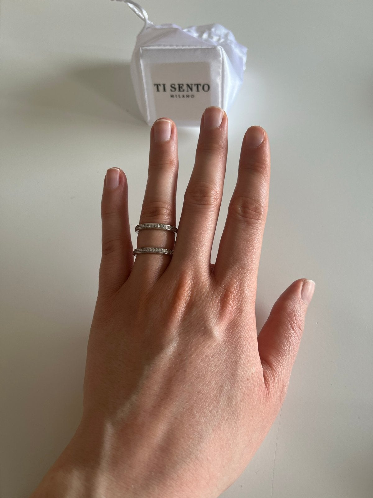 Nieuwe Ti Sento dubbele ring 1992ZI met Zirconia, maat 54, Met kristal, Nieuw, Ophalen of Verzenden, 17 tot 18