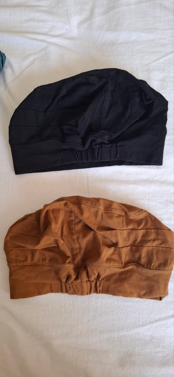 Comfortabele Chemo Mutsjes van Katoen - Zwart & Bruin, Hoed, Onbekend, Gedragen, One size fits all