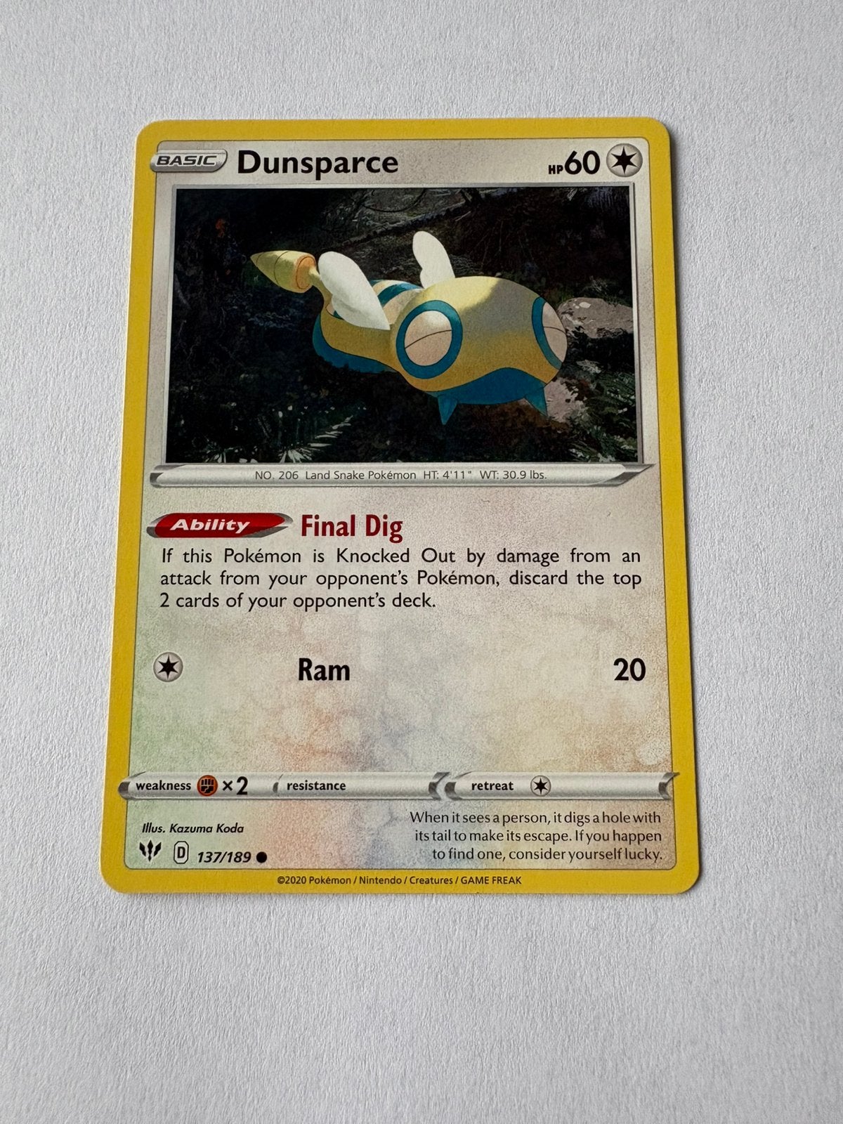Pokémon kaart Basic Dunsparce, Ophalen of Verzenden, Nieuw