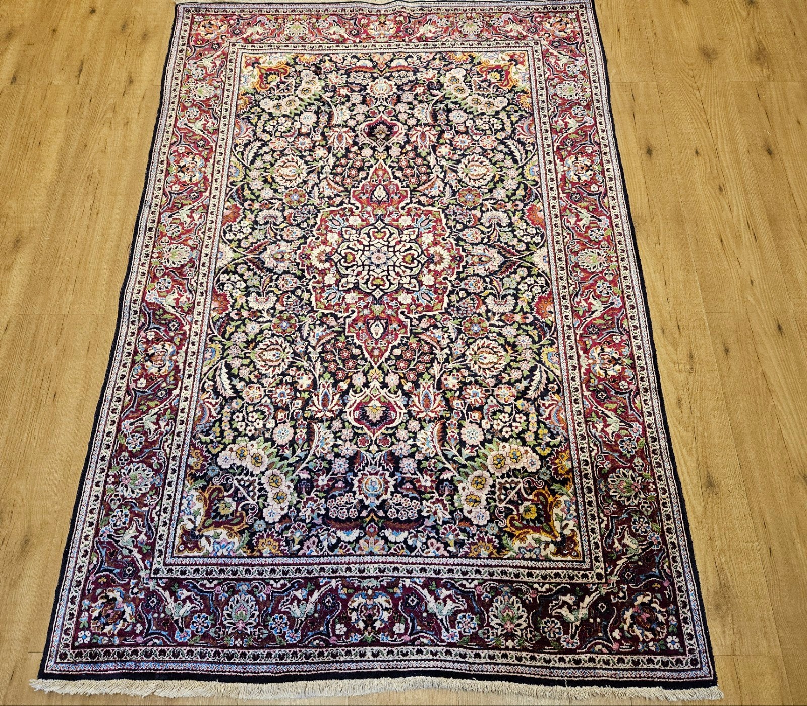 Vintage handgeknoopt perzisch tapijt kashan zijde 178x120
