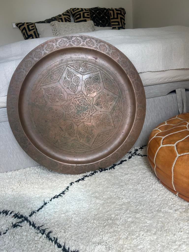 Groot Marokkaans messing dienblad - 70 cm diameter, Ophalen of Verzenden