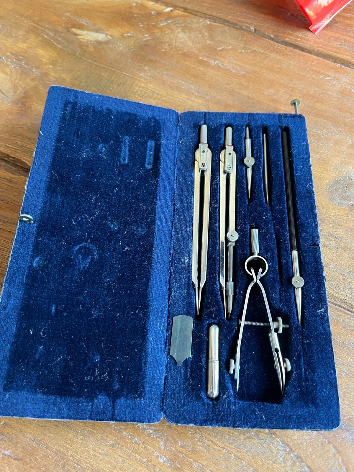 Vintage Tekenset in Fluweel Gevoerde Koffer, Antiek en Kunst, Ophalen of Verzenden