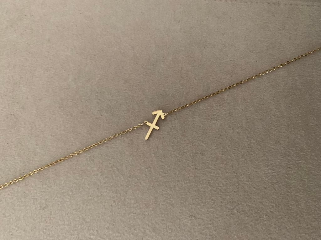 Gouden ketting met sterrenbeeld bedel Boogschutter verguld, Nieuw, Ophalen of Verzenden, Goud, Overige materialen