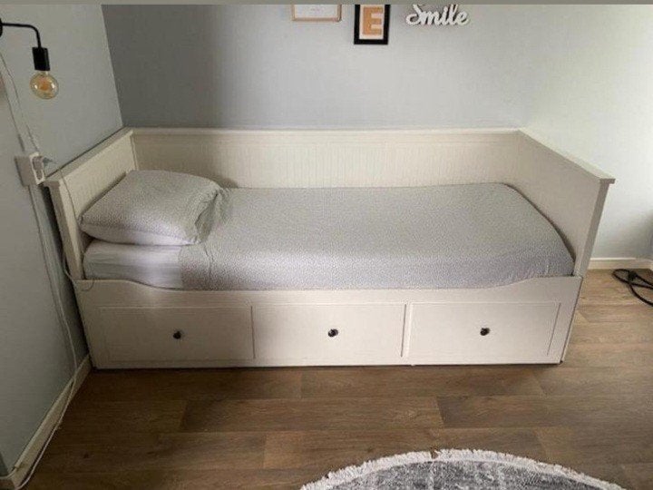 hemnesbed, Ophalen, Gebruikt, Eenpersoons, Wit