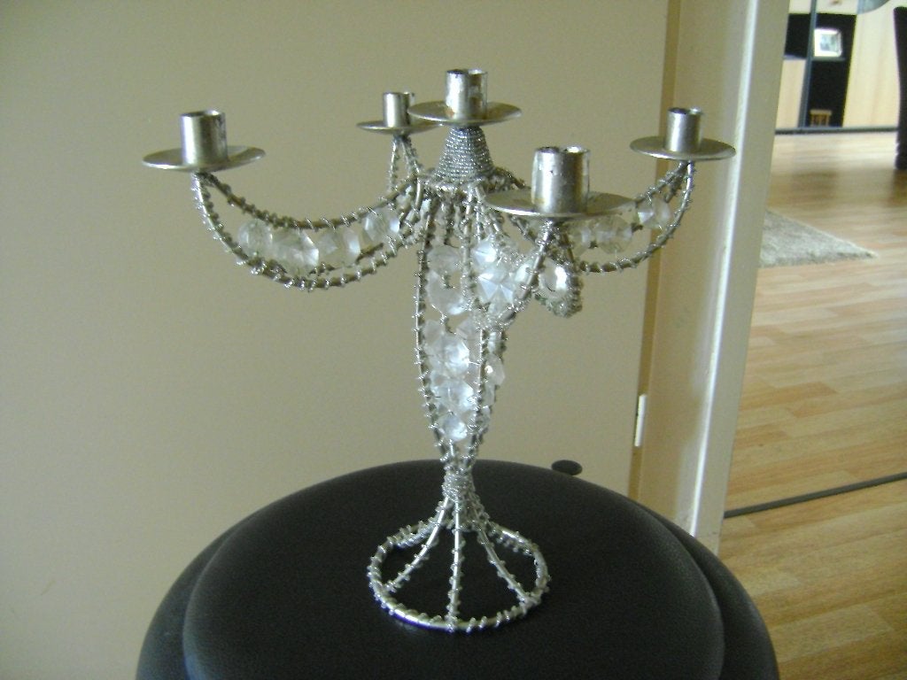 5 armige kaarsen kandelaar  hoogte 35 cm, Huis en Inrichting, Kunststof, Gebruikt, 35 cm, Ophalen of Verzenden