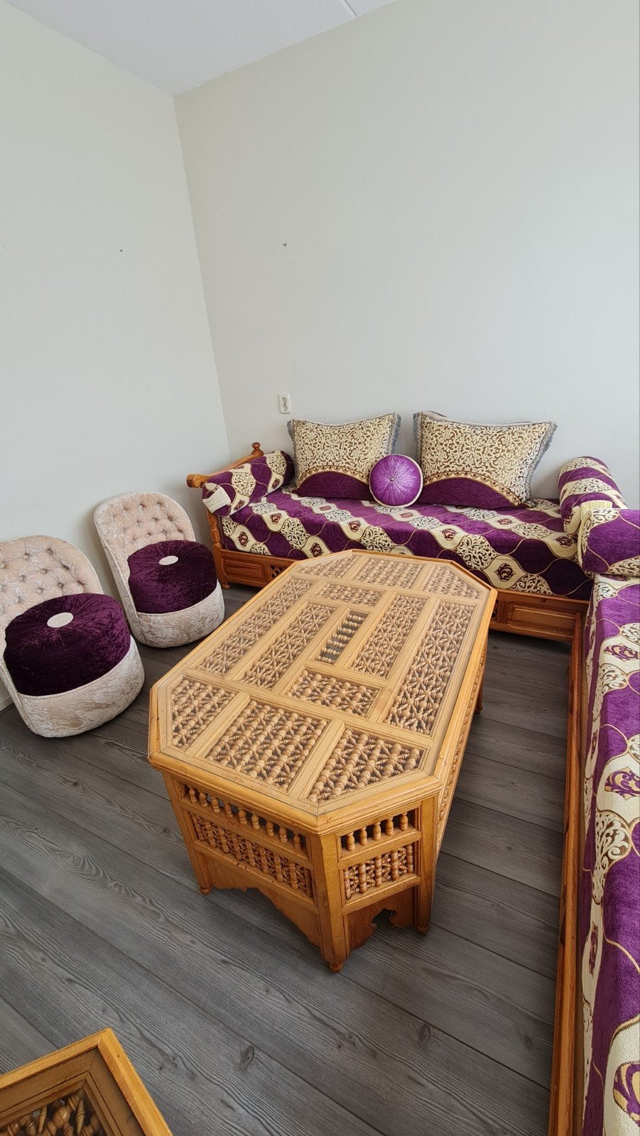 Prachtige Marokkaanse salontafel en bijzettafels, Ophalen, 50 – 75, 100 tot 150 cm, Overige houtsoorten