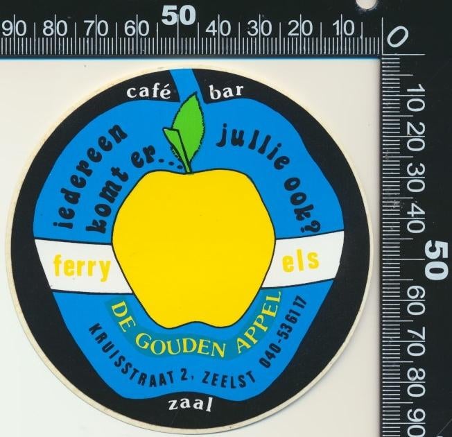 Sticker: Cafe Bar De Gouden Appel - Zeelst, Ophalen of Verzenden, Zo goed als nieuw, Bedrijf of Vereniging