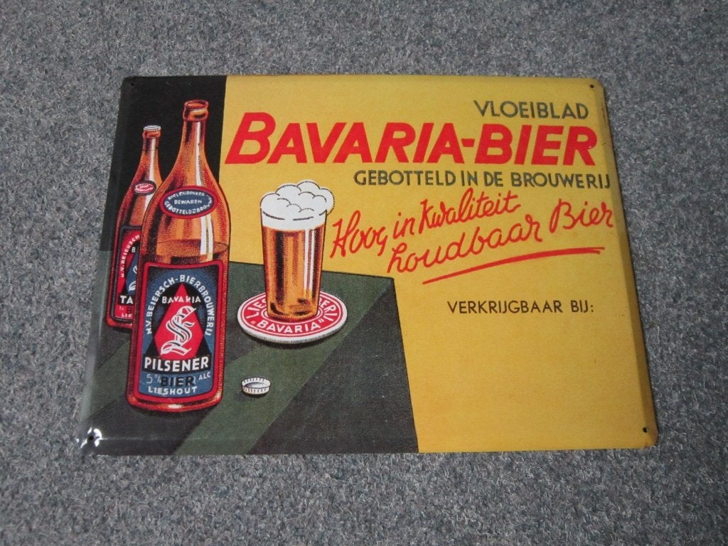 BAVARIA BLIKKEN RECLAMEBORDEN., Verzamelen, Ophalen, Zo goed als nieuw, Reclamebord, Plaat of Schild, Bavaria