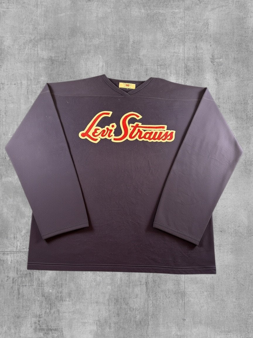Levi's longsleeve blauw print heren maat L shirt met lange, Verzenden, Zo goed als nieuw, Maat 52/54 (L), Blauw