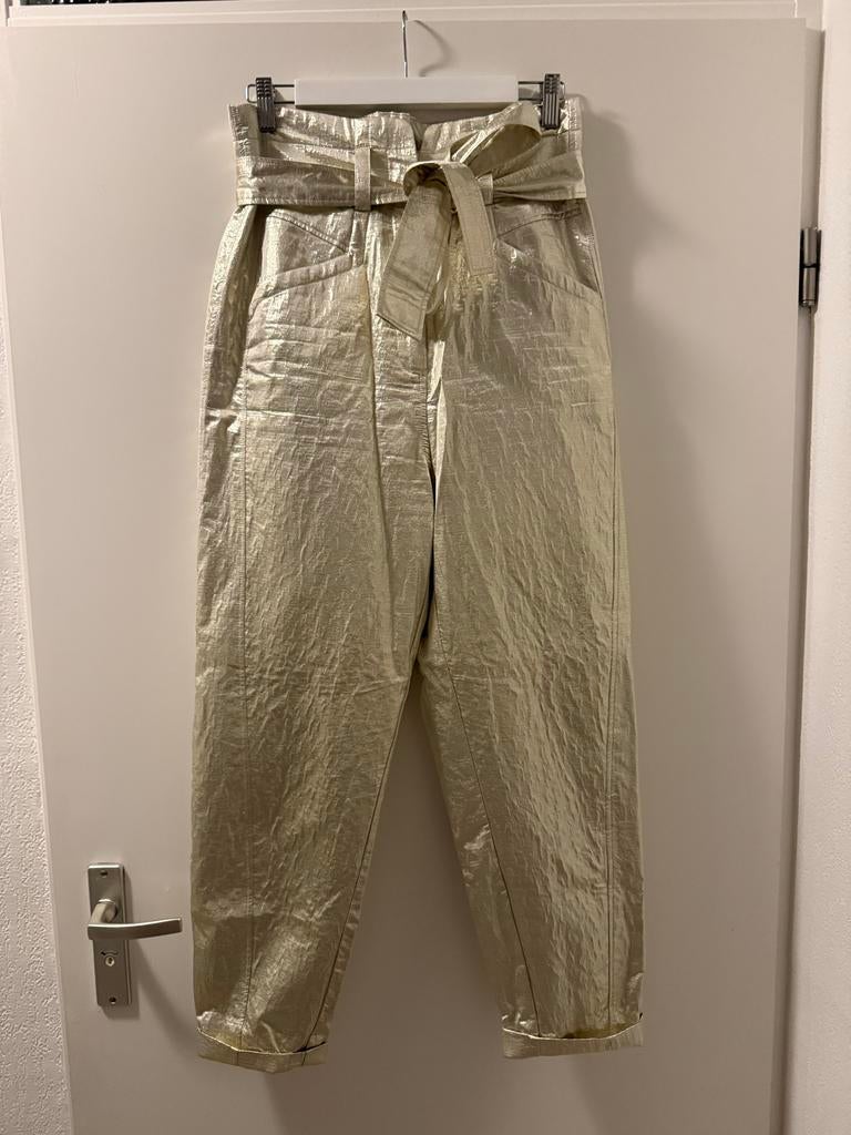 Gouden broek met strik van Josh V, maat M, ZGAN!, Maat 38/40 (M), Overige kleuren, Ophalen of Verzenden, Zo goed als nieuw