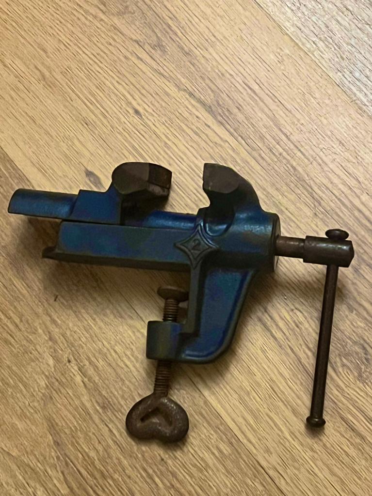 Vintage blauwe bankschroef Mobiele - nummer 2, Ophalen of Verzenden, Gebruikt