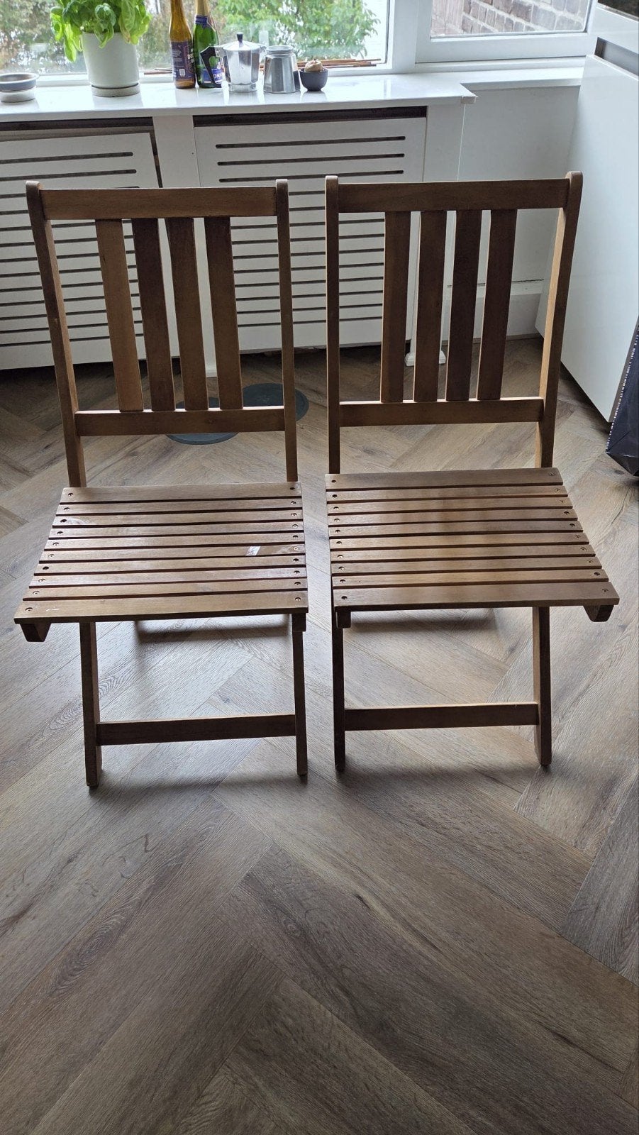 Foldable wooden chair with pillows, Ophalen, Gebruikt, Hout