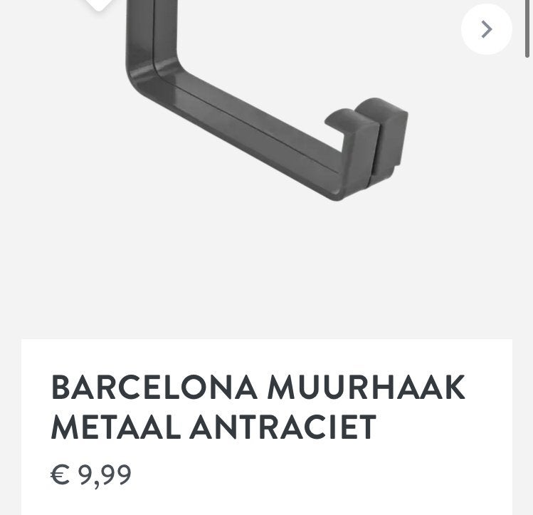 BARCELONA MUURHAAK METAAL ANTRACIET 11 stuks, Ophalen, Nieuw, Overige typen