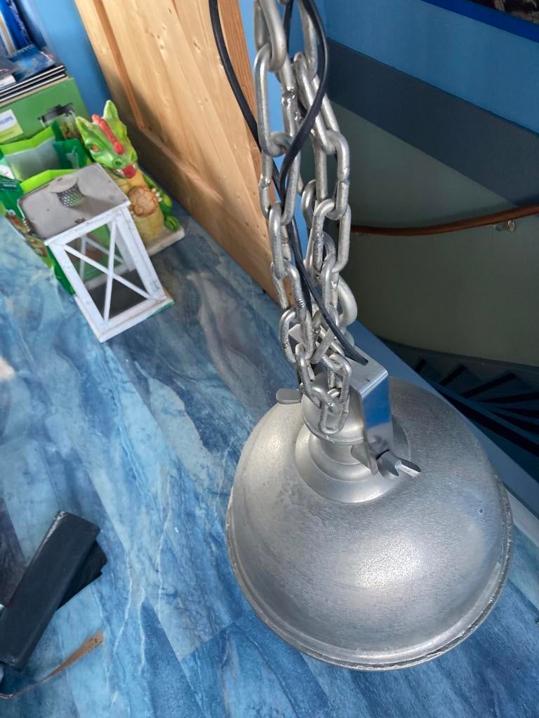 Industriële hanglamp, Huis en Inrichting, Lampen | Hanglampen, Ophalen, Zo goed als nieuw, Metaal, Minder dan 50 cm