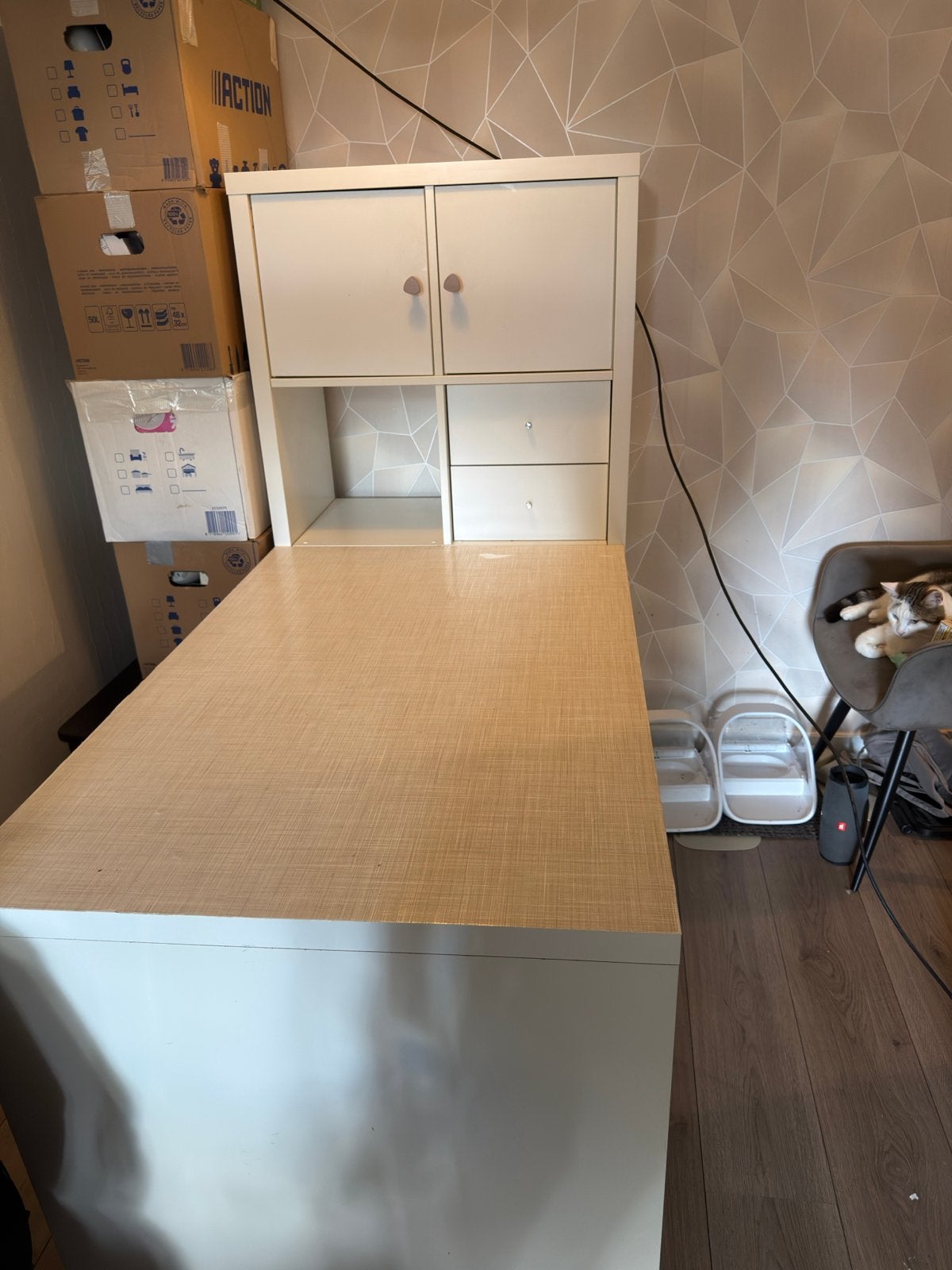 Kallax kast met bureau, deurtjes en lades, Ophalen, Gebruikt