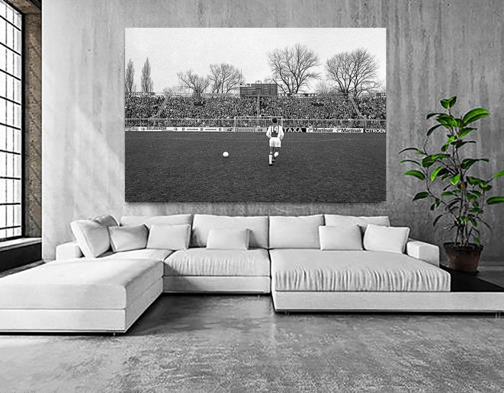 z/w acrylfoto 50x75 cm Johan Cruijff Ajax-Haarlem 6-12-1981, Verzenden, Nieuw, Ajax, Poster, Plaatje of Sticker