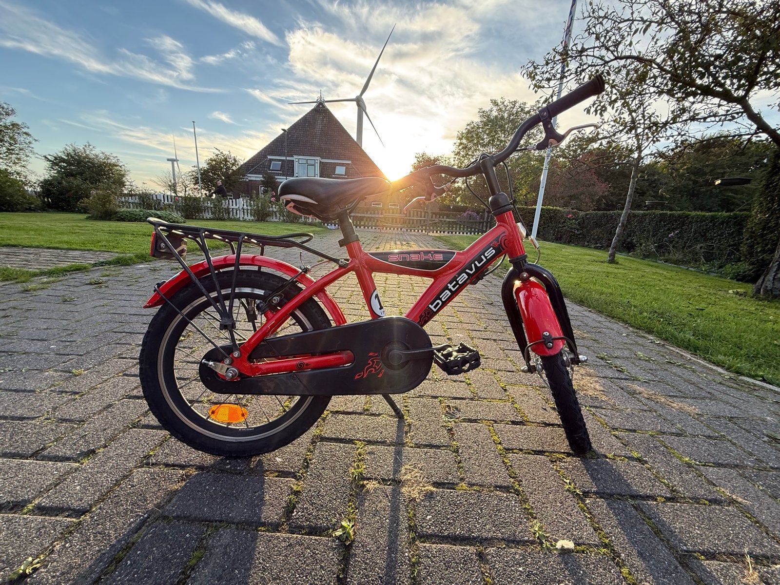Batavus Snake kinderfiets - 16 inch - Rood, Ophalen, Gebruikt, Terugtraprem, Minder dan 16 inch