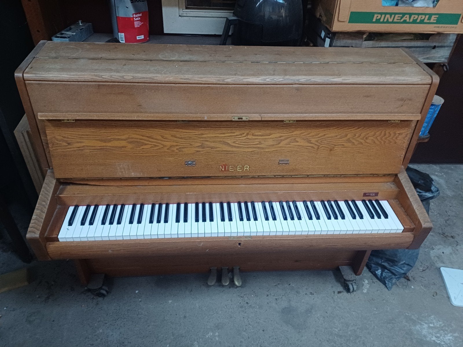 piano nieer, Muziek en Instrumenten, Ophalen, Gebruikt, Bruin, Piano