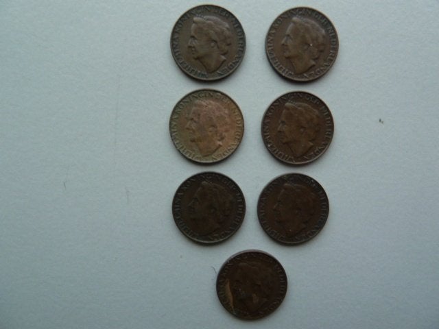 7 x cent Wilhelmina 1948, Postzegels en Munten, Ophalen of Verzenden, Koningin Wilhelmina, 1 cent