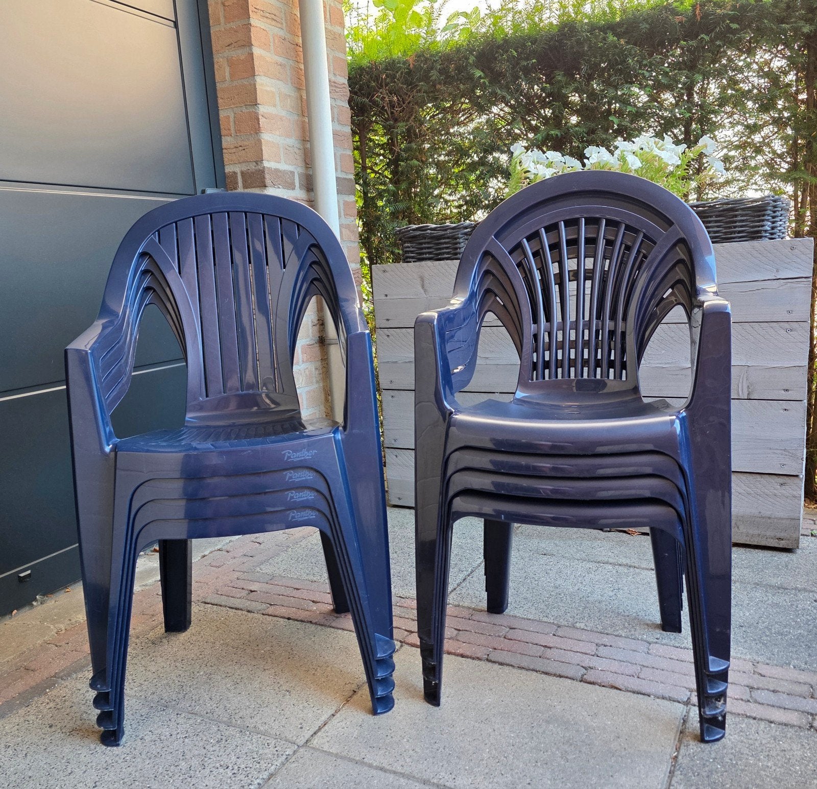 tuinstoelen, 8 stuks, lichtgewicht kunststof, stapelbaar, Ophalen, Gebruikt, Kunststof, Stapelbaar