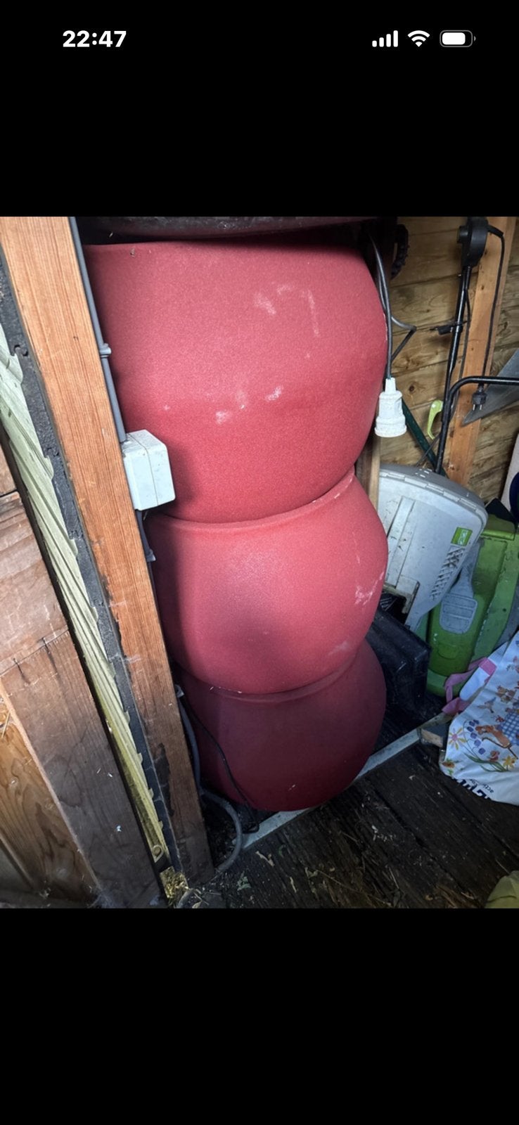 Grote zware bloempotten drie stuks, Tuin en Terras, Ophalen, Steen, Rond, Zo goed als nieuw