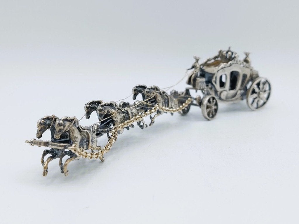 Zilveren miniatuur gouden koets, J. Weeda, Haarlem, 1984, Antiek en Kunst, Verzenden, Zilver