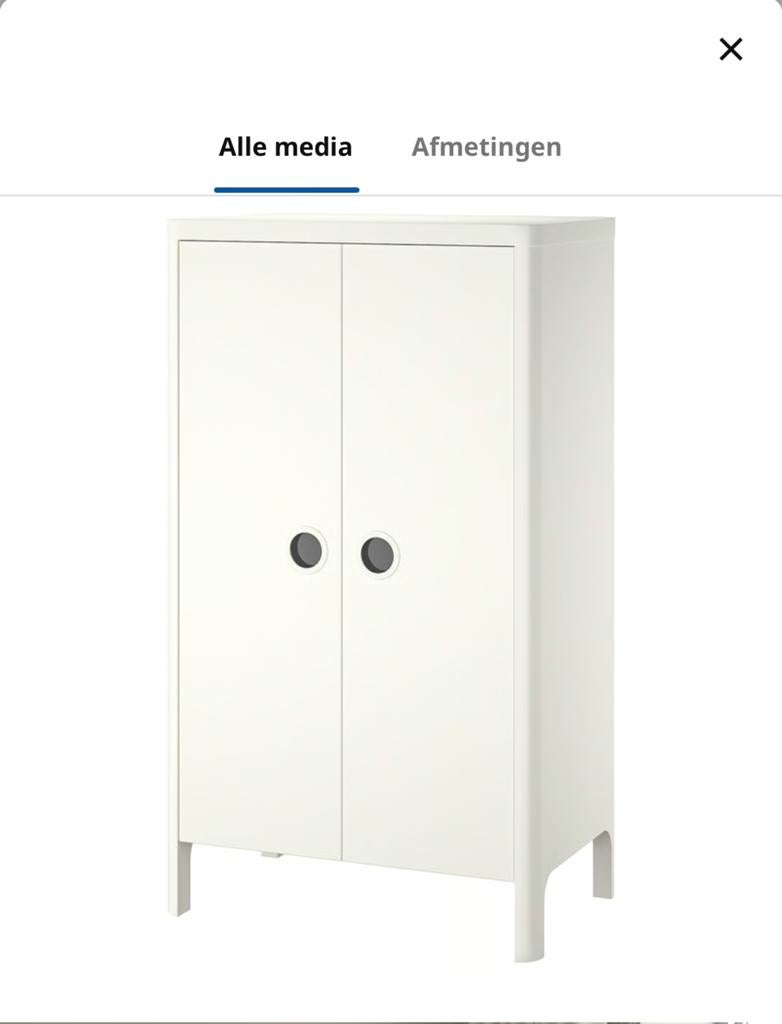 Witte kledingkast met twee deuren, Ophalen, Zo goed als nieuw