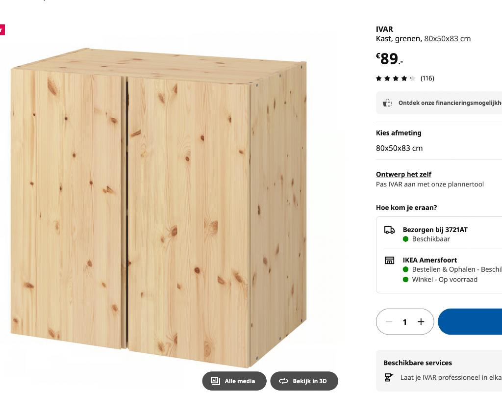 IVAR onderdelen, o.a. ladekasten, kasten met deurtjes, Ophalen, Gebruikt