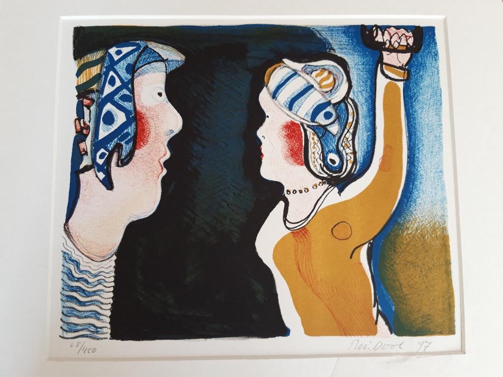 Lithografie – Rein Dool – Twee profielen – 25/450 – 1997, Ophalen of Verzenden