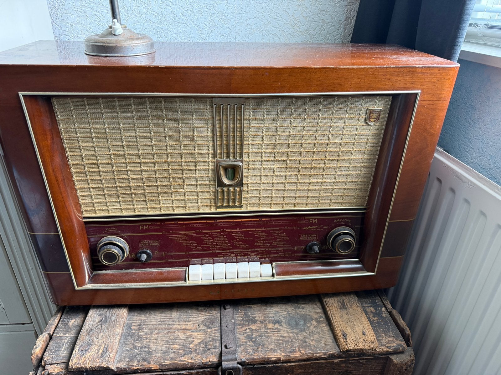 Radio antiek Philips Bi Ampli buizenradio, Antiek en Kunst, Ophalen