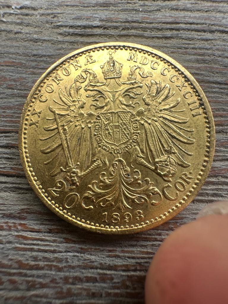 Oostenrijkse 20 Corona Gouden Munt 1893 - Frans Jozef I, Ophalen of Verzenden, Oostenrijk, Losse munt, Goud