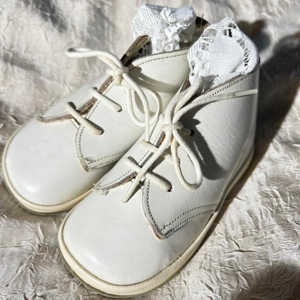 Witte vintage hoge baby kinderschoentjes maat 9, Ophalen of Verzenden
