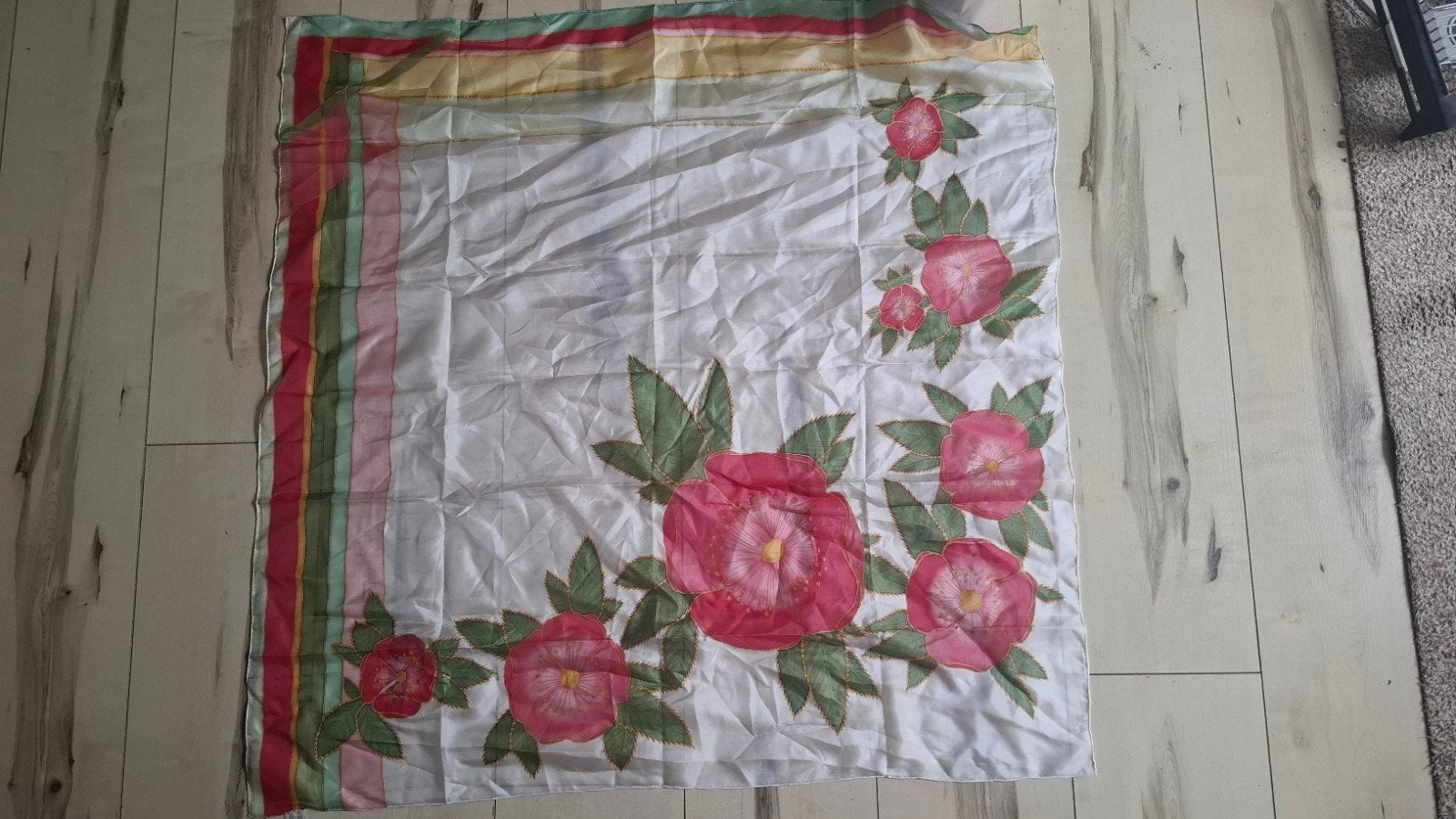 Zijden sjaal met bloemenprint - 100% zijde, Onbekend, Ophalen of Verzenden, Nieuw