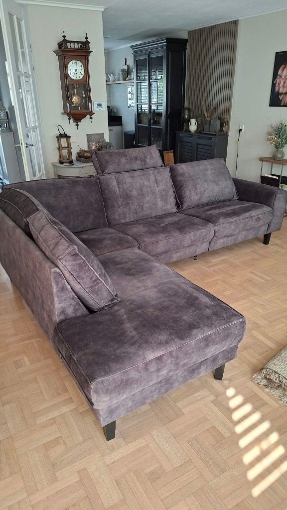 Comfortabele hoekbank met relaxfunctie - Taupe kleur, Ophalen, Modern, Comfortabel, 250 tot 300 cm, Hoekbank