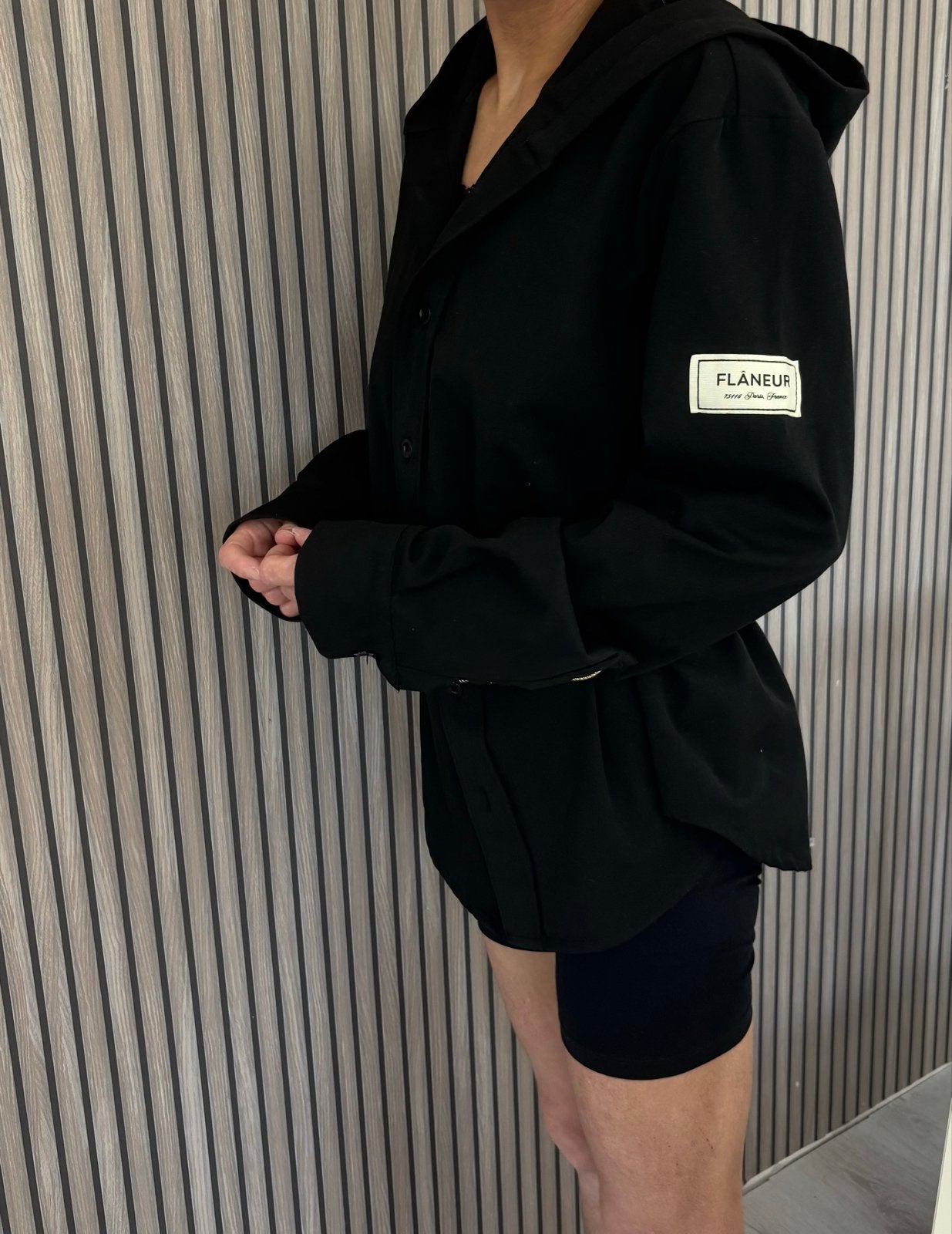 (Heren) Flaneur Atelier Hooded Overshirt Zwart Maat S, Ophalen, Zo goed als nieuw, Maat 36 (S), Zwart