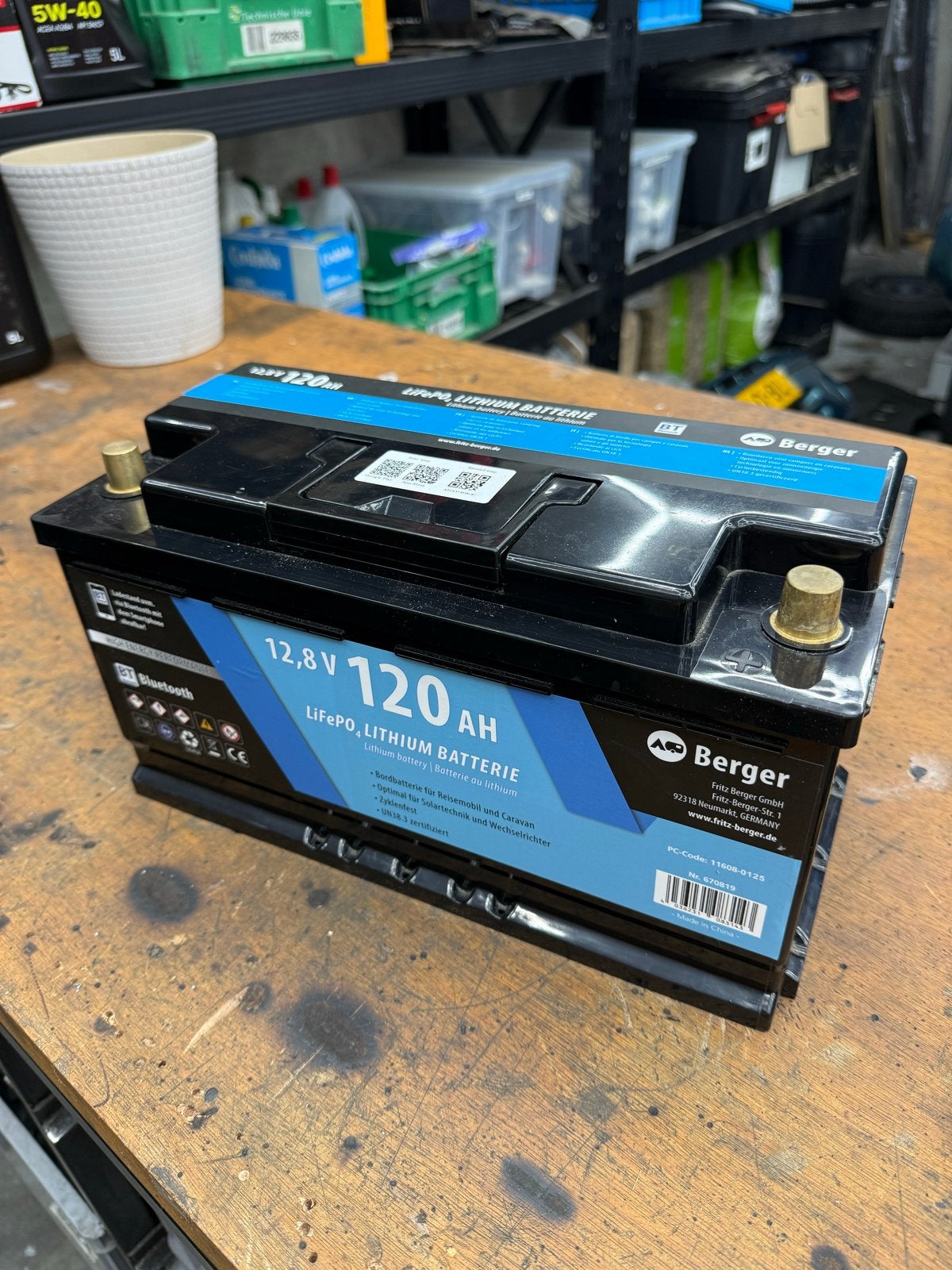 Berger LiFePO4 Lithium Accu 12.8V 120Ah met Bluetooth, Auto-onderdelen, Gebruikt, Universele onderdelen