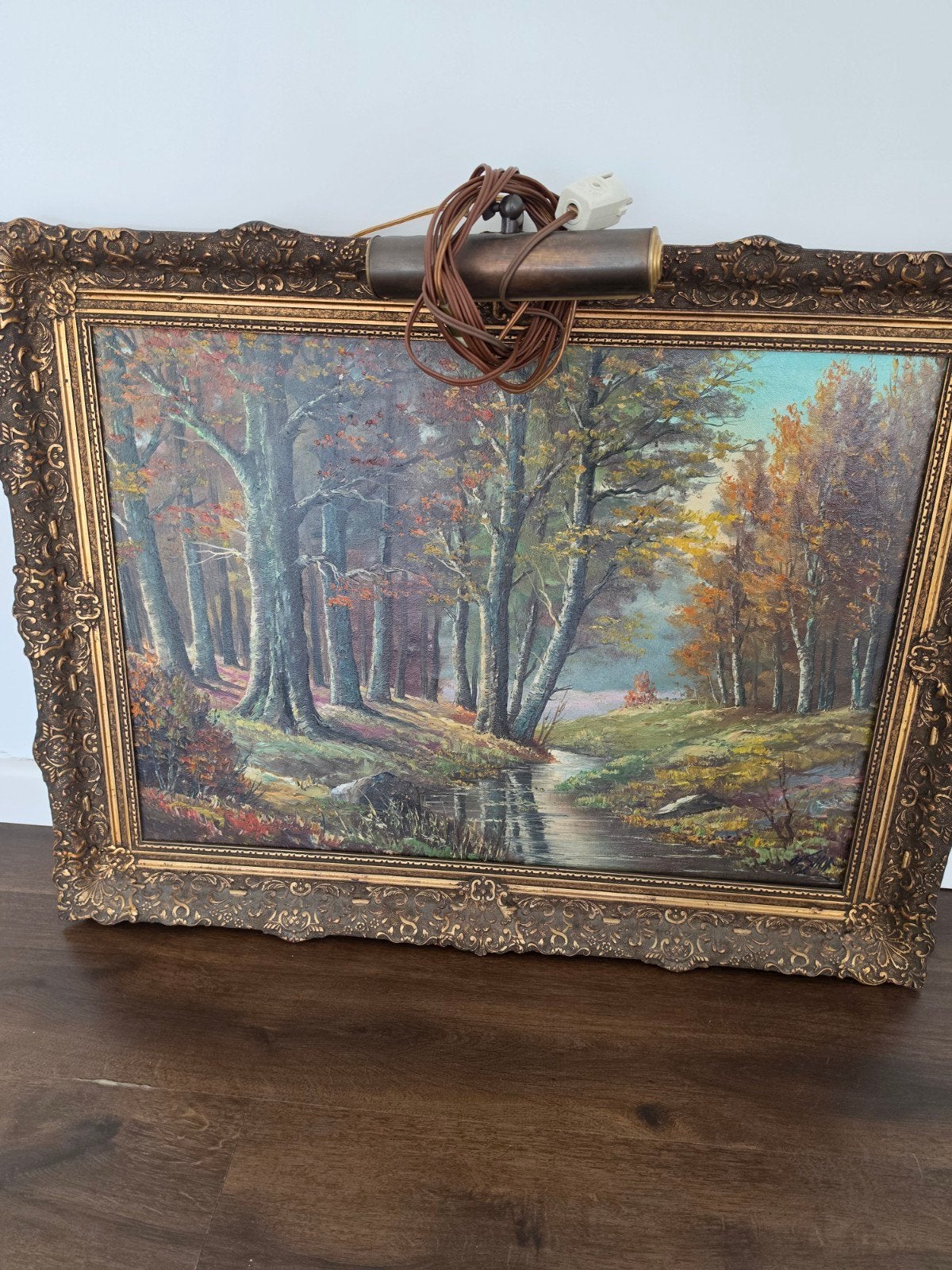 Schilderij van Olshof - Herfstbos met beek, Antiek en Kunst, Ophalen, Doek, Realistisch, Olieverf