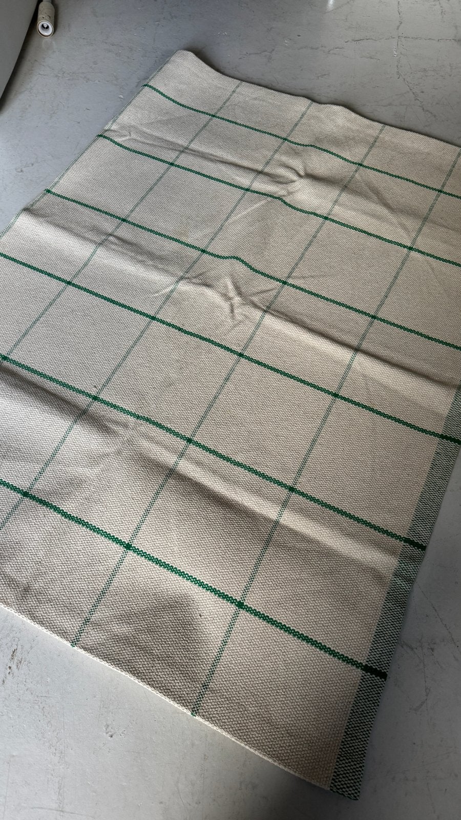 IKEA RIDSTIG Vloerkleed - Beige/Groen Geruit (133x195 cm), Ophalen, Gebruikt, 100 tot 150 cm, Beige