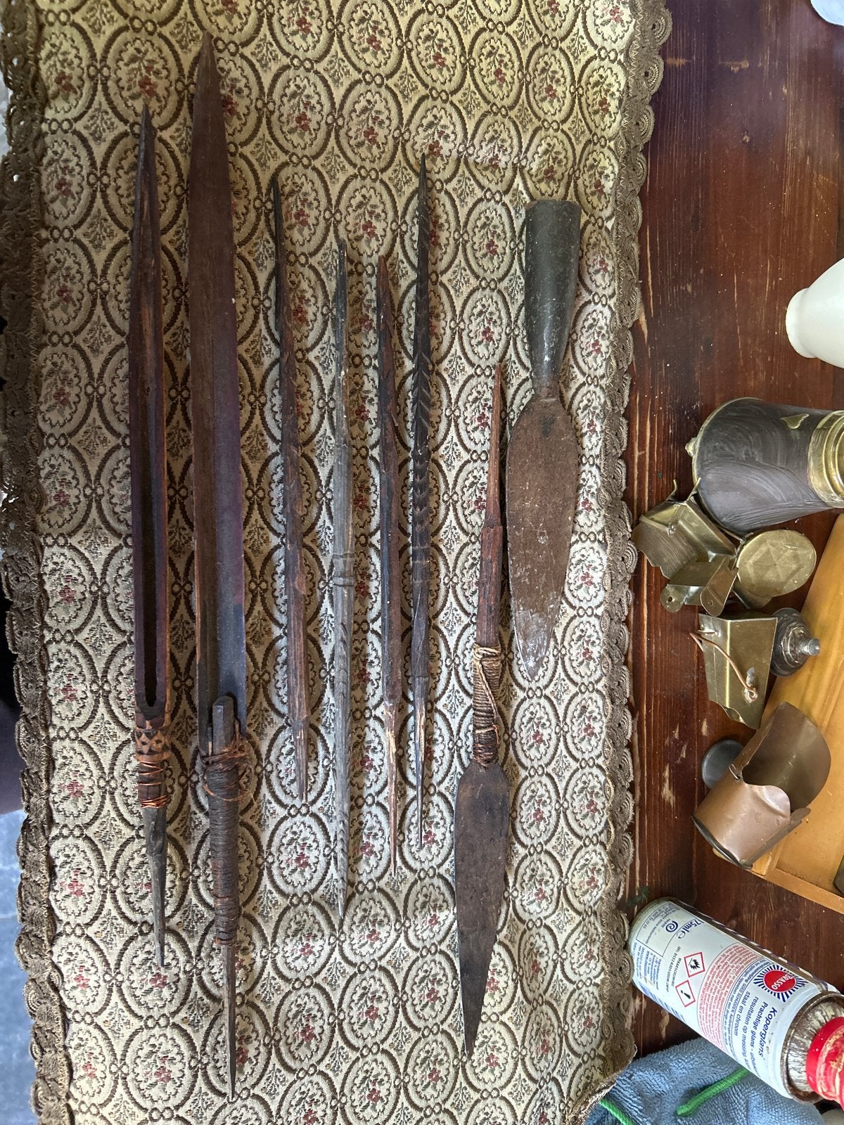 Vintage Afrikaanse Speren - Handgemaakt Hout & Met, Antiek en Kunst, Hout, Afrika, Handgemaakt, Ophalen of Verzenden